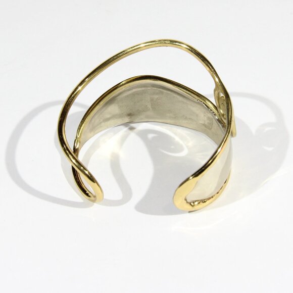 Gold and Silver Tone Modern Cuff Bracelet - Picture 4 of 8